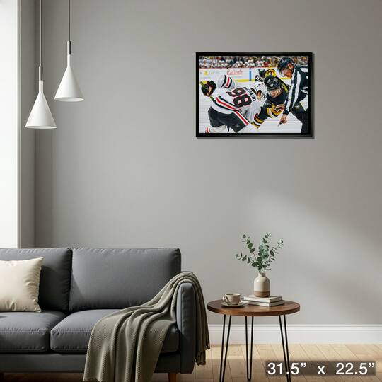 Connor Bedard 20" x 29" Framed Canvas Blackhawks vs Crosby 31.5" x 22.5"